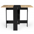 Table console pliable EDI 2-4 personnes bois noir plateau façon hêtre
