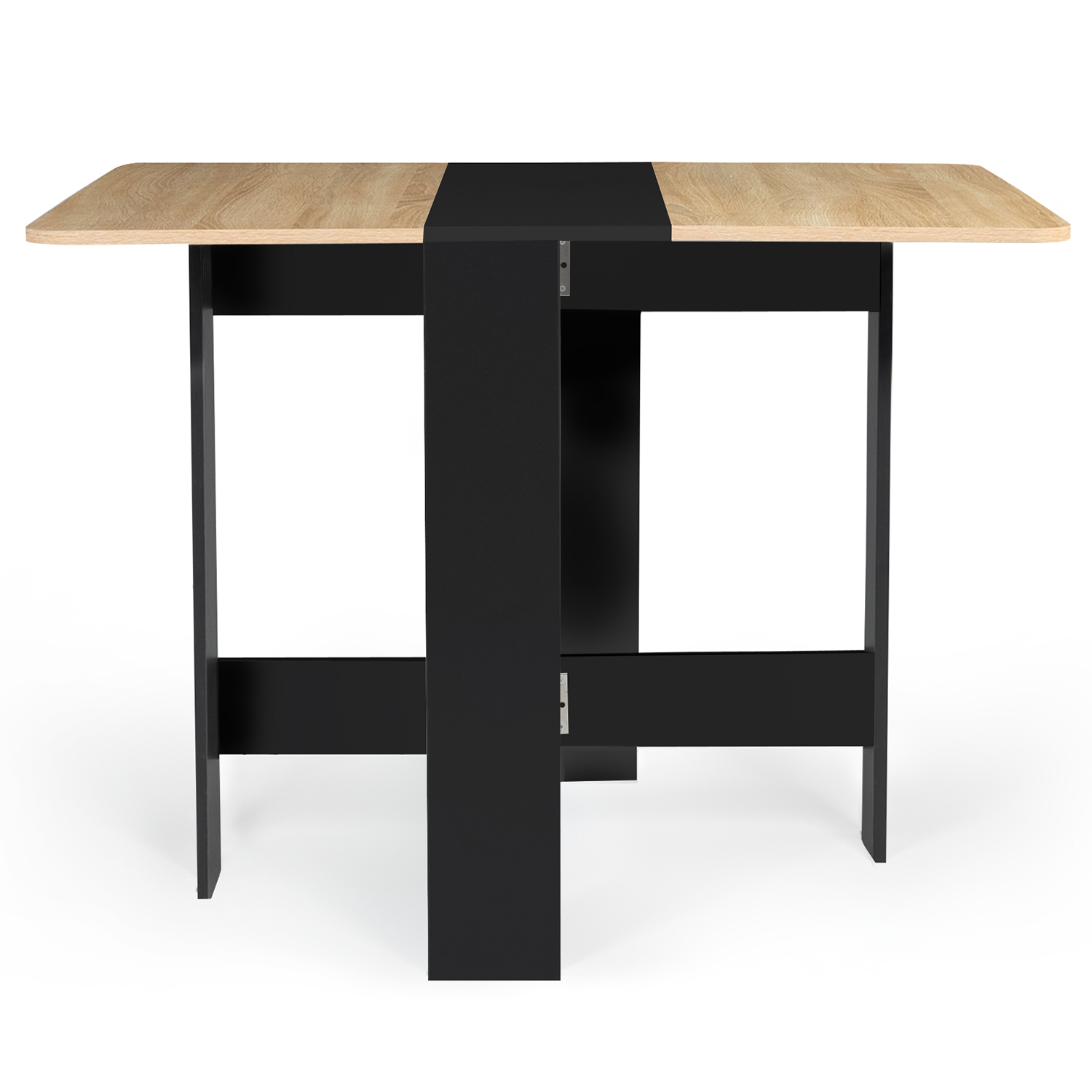 Table pliable bois pas cher noire et plateau façon hêtre EDI ID Market