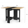 Table console pliable EDI 2-4 personnes bois noir plateau façon hêtre 103 x 76 cm