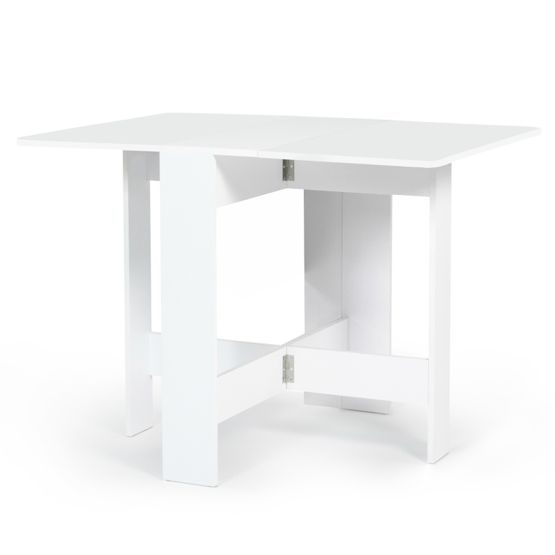 Table pliable bois pas cher blanche et plateau façon hêtre - EDI