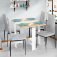 Table console pliable EDI 2-4 personnes bois blanc plateau façon hêtre