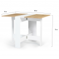 Table console pliable EDI 2-4 personnes bois blanc plateau façon hêtre