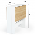 Table console pliable EDI 2-4 personnes bois blanc plateau façon hêtre