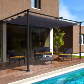 Pergola adossée ALIA 3x4 M toit rétractable gris anthracite Pergola adossée ALIA 3x4 M toit rétractable gris anthracite