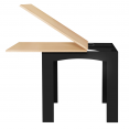 Table à manger extensible DONA 6-8 personnes noire plateau façon hêtre 80-160 cm