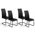 Lot de 4 chaises Mia noires pieds noirs pour salle à manger