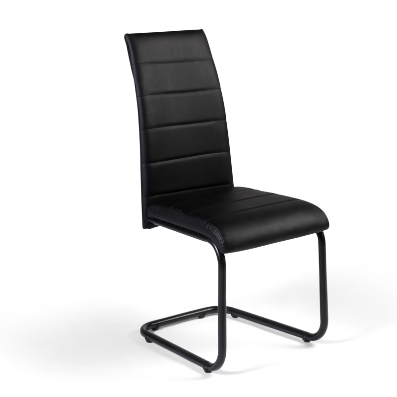 Lot de 4 chaises astria en cuir artificiel, noir - Mobilier Privé