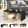 Table basse rotative bois et noir 360° LIZZI extensible avec coffre