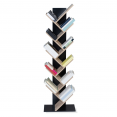 Etagère bibliothèque à livres TEA forme d'arbre 10 niveaux bois noir et étagères façon hêtre