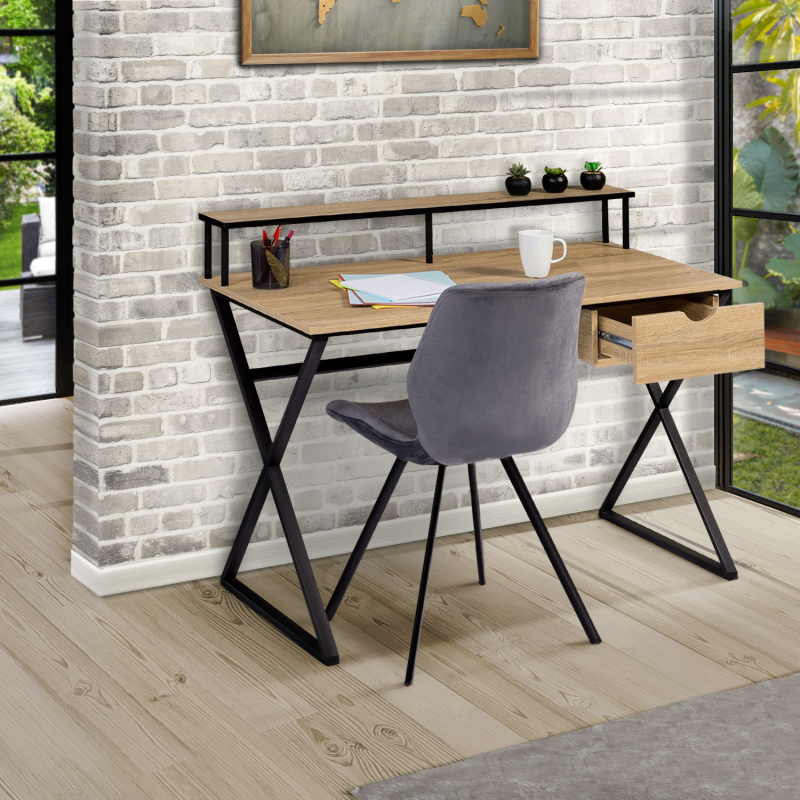 Bureau moderne avec rangement gris et bois pour bureau