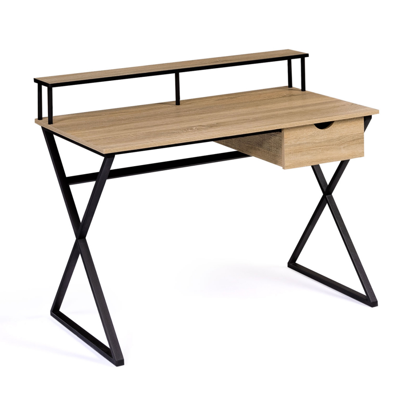 Bureau industriel pas cher 110 cm bois et métal