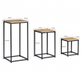 Lot de 3 tables d'appoint design industriel