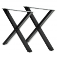 Lot de 2 pieds de table forme X 69x72 cm noirs design industriel