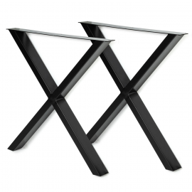 Lot de 2 pieds de table forme X 72x73 cm noirs design industriel Lot de 2 pieds de table forme X 72x73 cm noirs design industriel