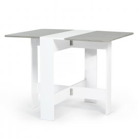 Table console pliable EDI 2-4 personnes blanche plateau effet béton