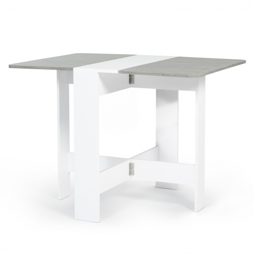 Table console pliable EDI 2-4 personnes blanche plateau effet béton