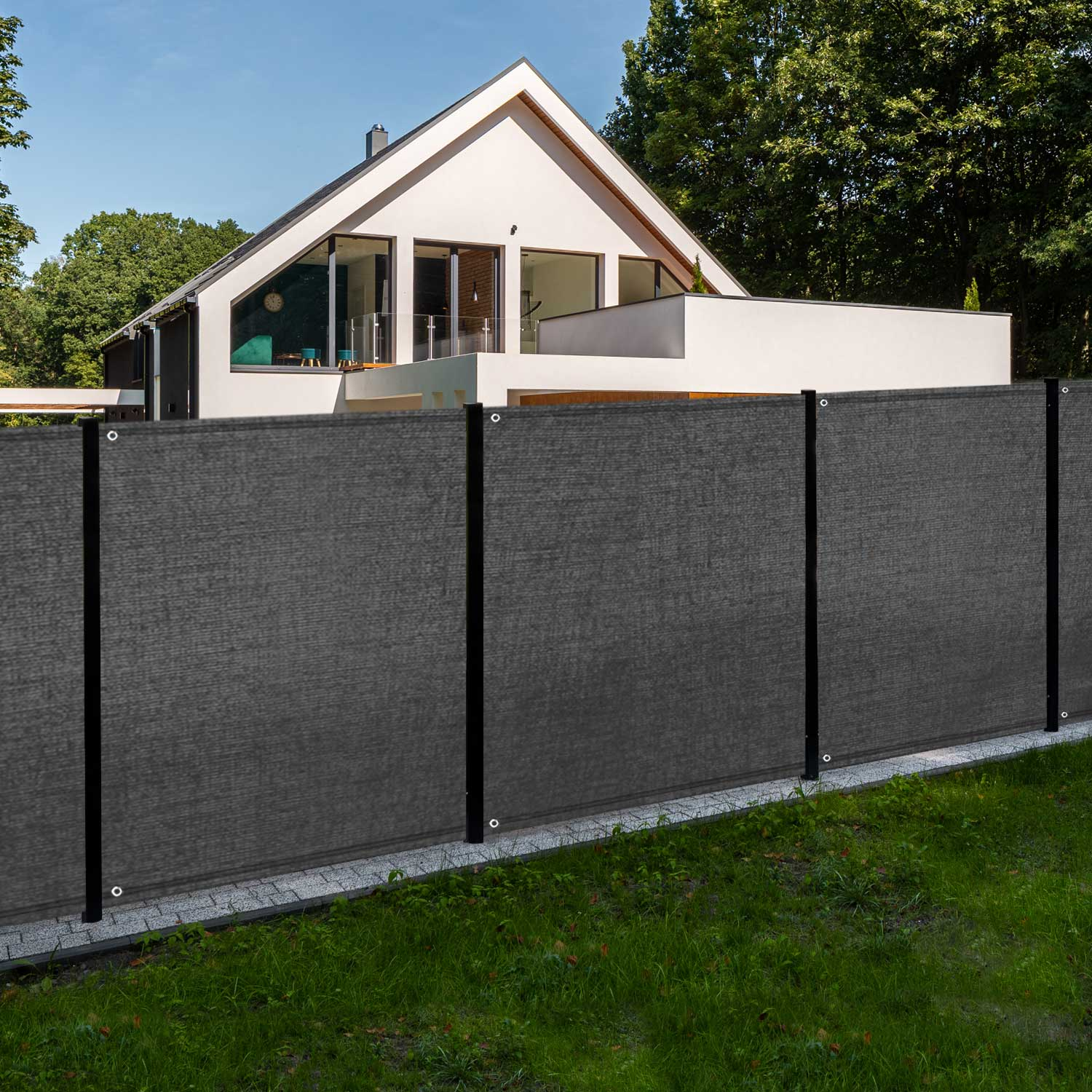 Brise vue 1,5 m x 10 m gris occultant 150 gr/m²
