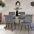 Lot de 4 chaises MADY en velours gris clair pour salle à manger