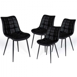 Lot de 4 chaises MADY noires pour salle à manger Lot de 4 chaises MADY noires pour salle à manger