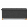 Banc coffre rangement sur pied 100 cm velours gris anthracite