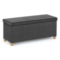 Banc coffre rangement sur pied 100 cm velours gris anthracite