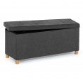 Banc coffre rangement sur pied 100 cm velours gris anthracite