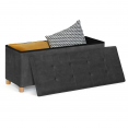 Banc coffre rangement sur pied 100 cm velours gris anthracite