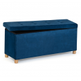 Banc coffre rangement sur pied 100 cm velours bleu