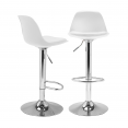 Lot de 2 tabourets de bar KARL design blanc