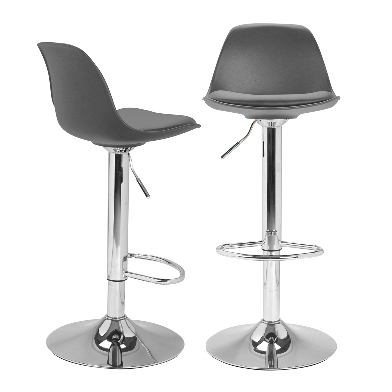 Lot de 2 tabourets de bar Karl design gris