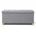 Banc coffre rangement sur pied 100 cm en tissu gris clair