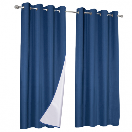 Lot de 2 rideaux thermiques bleus 135x240 cm