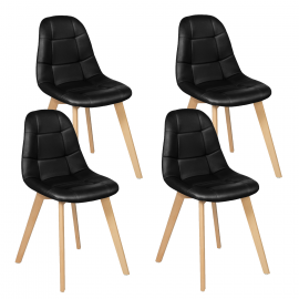 Lot de 4 chaises GABY noires pour salle à manger Lot de 4 chaises GABY noires pour salle à manger