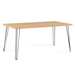 14443 - Tavolo da pranzo vintage in legno 160 cm 8 persone Table à manger vintage rectangle NOEMI 8 personnes bois pied épingle 160 cm