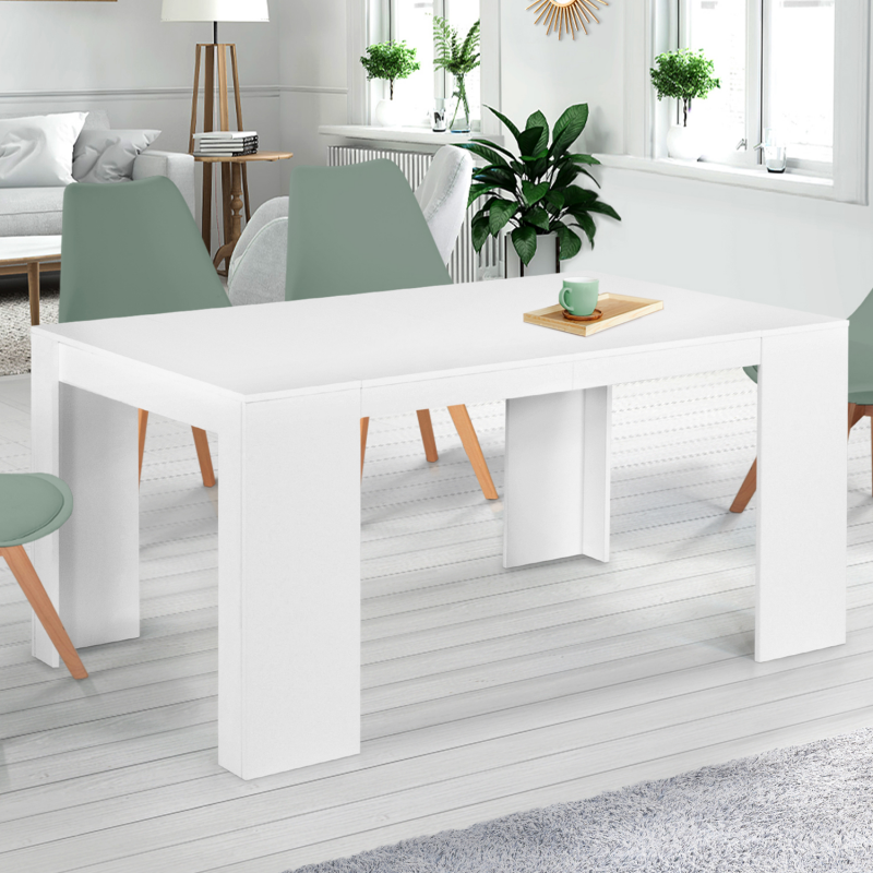 Table à rallonge Midland, Console extensible pour salle à manger, Table de  cuisine ouvrante avec rallonge, 140/190x90h78 cm, Ciment et blanc