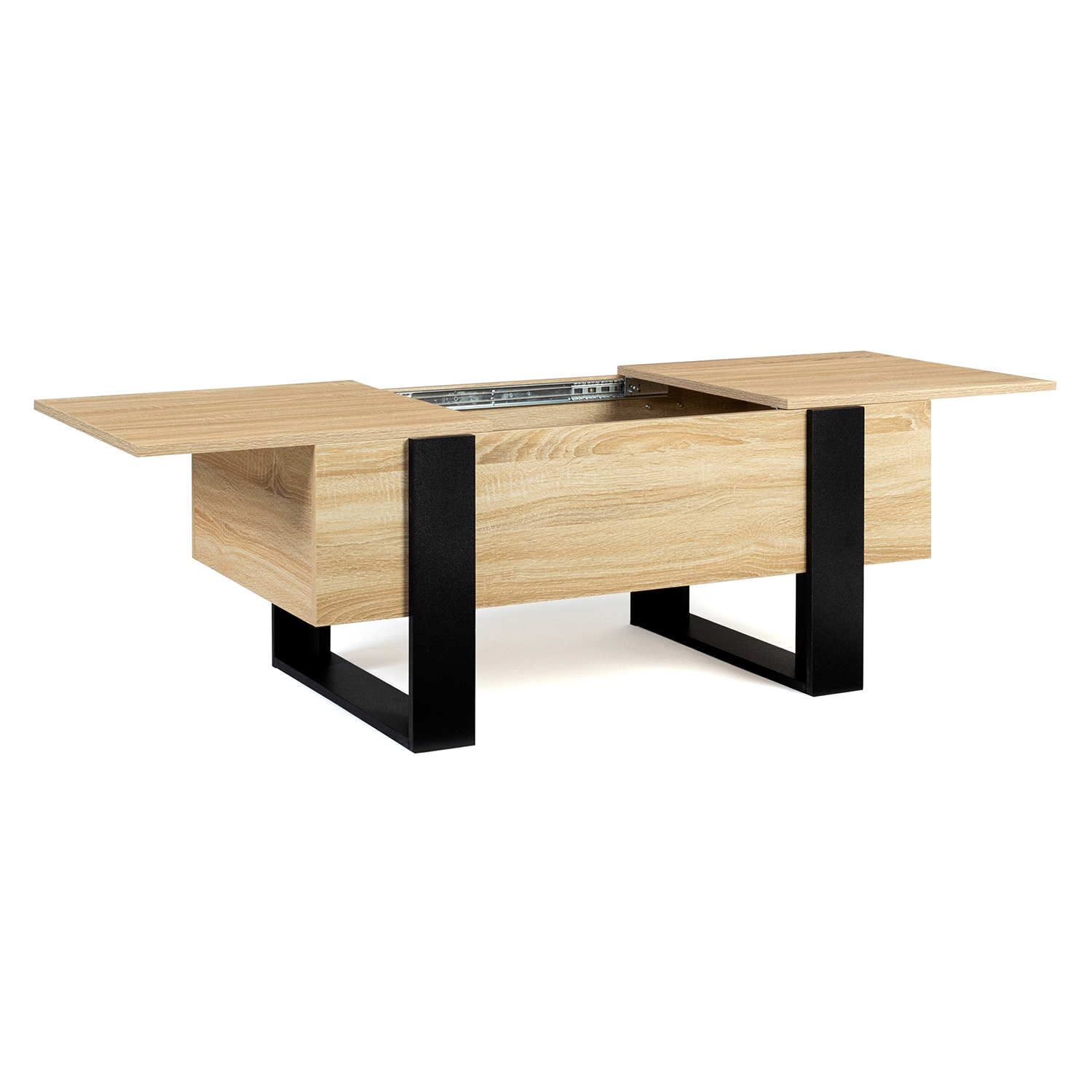 Table basse avec coffre style industriel bois et noir PHOENIX ID Market