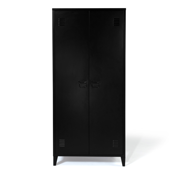Armoire vestiaire penderie 2 portes ESTEL en métal noir