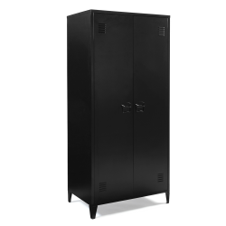 Armoire vestiaire penderie 2 portes ESTEL en métal noir