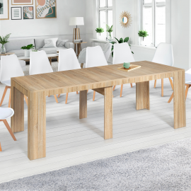 Table console extensible ORLANDO 14 personnes 300 cm bois façon hêtre