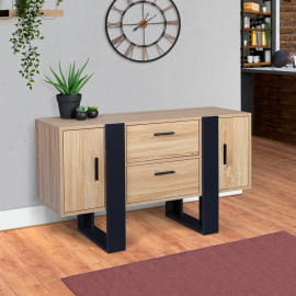 Buffet bas PHOENIX bois et noir 105 cm