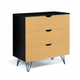 Commode vintage LEONI 3 tiroirs motifs chevrons