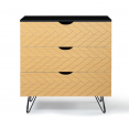 Commode vintage LEONI 3 tiroirs motifs chevrons