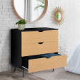 Commode vintage LEONI 3 tiroirs motifs chevrons
