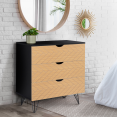 Commode vintage LEONI 3 tiroirs motifs chevrons