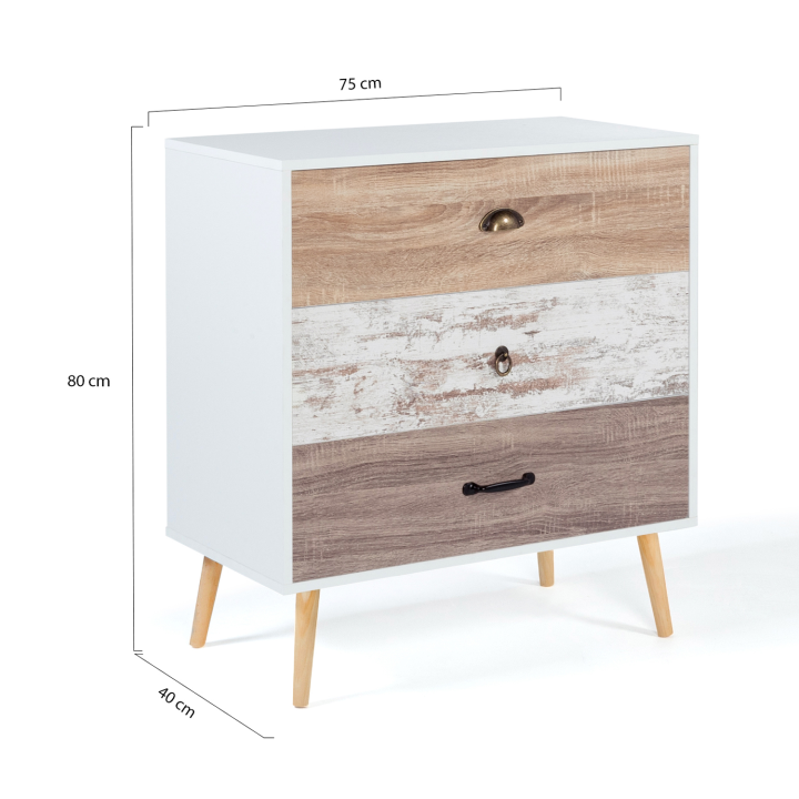 Commode 3 tiroirs BAHIA Commode 3 tiroirs BAHIA