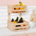 Légumier en bois 2 étages paniers à fruits à suspendre