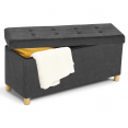 Banc coffre rangement sur pied 100 cm velours gris anthracite