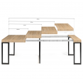 Table console extensible TORONTO 10 personnes 235 cm design industriel