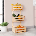 Légumier en bois 3 étages paniers à fruits à suspendre