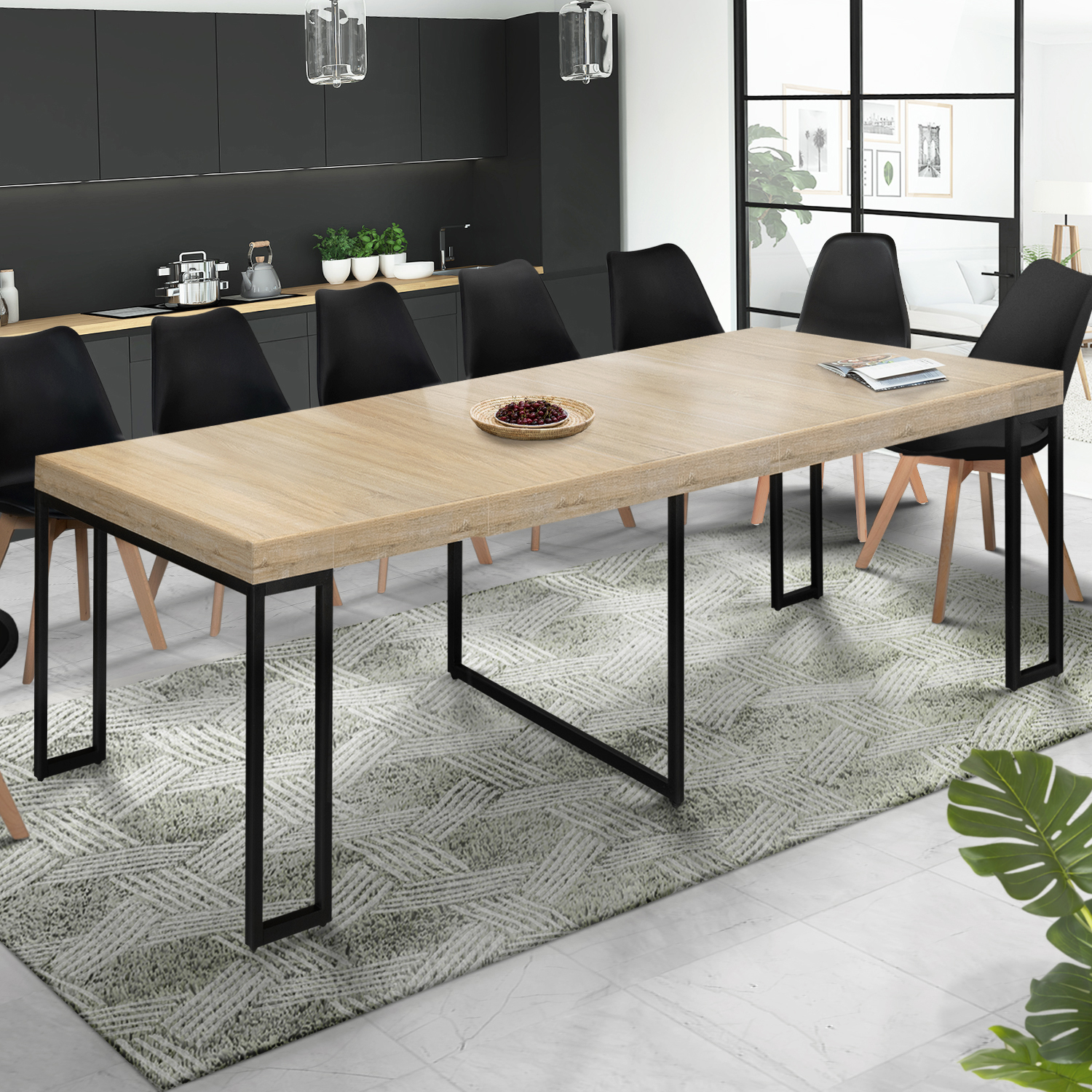 Table industrielle extensible 14 personnes pas cher